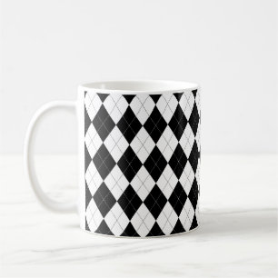 Muster für Schwarzweiß-Raute Preppy Geometric Kaffeetasse