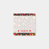 Muster für schwebende rote, orange und gelbe Herze Post-it Klebezettel (Vorderseite)