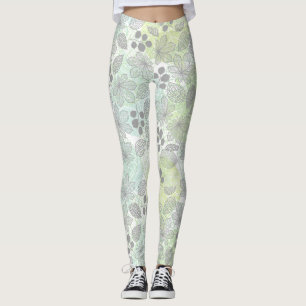 Muster für schwimmende Blume und Blätter Leggings