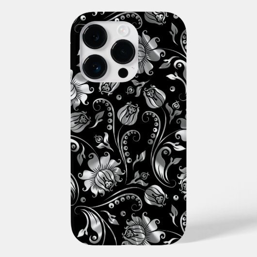 Muster für Silberfolien-Floral-Damaskus Case-Mate iPhone Hülle (Rückseite)
