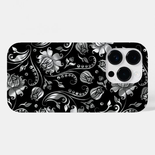Muster für Silberfolien-Floral-Damaskus Case-Mate iPhone Hülle (Rückseite (Horizontal))
