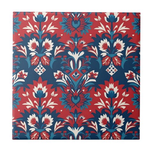 Muster für skandinavische Flora Damask Tile Fliese (Vorderseite)