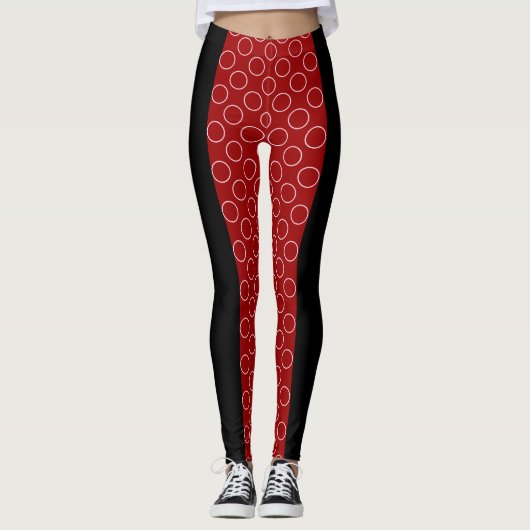 Muster für sozialitäre rote Kreise Leggings (Vorderseite)