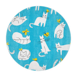 Muster für spielerische Katzen und Schmetterlinge Schneidebrett