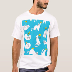 Muster für spielerische Katzen und Schmetterlinge T-Shirt