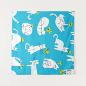 Muster für spielerische Katzen und Schmetterlinge Wandteppich (Vorderseite (Horizontal))