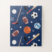 Muster für Sportgeräte für Kinder auf blau Oversib Puzzle (Vertikal)