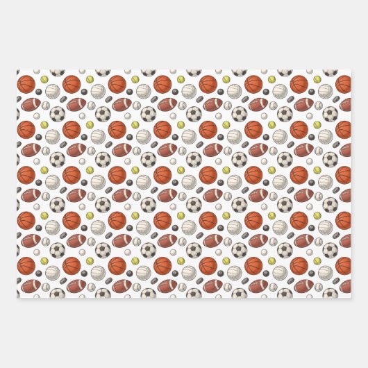 Muster für Sportgeräte Geschenkpapier Set (Vorderseite)