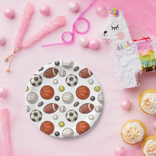 Muster für Sportgeräte Pappteller (Party)