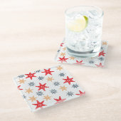 Muster für Stiere und Lenkräder Glasuntersetzer (Schrägansicht)