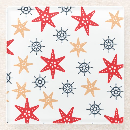 Muster für Stiere und Lenkräder Glasuntersetzer (Vorderseite)