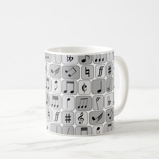 Muster für stylische monochrome geometrische Musik Kaffeetasse (VorderseiteRechts)