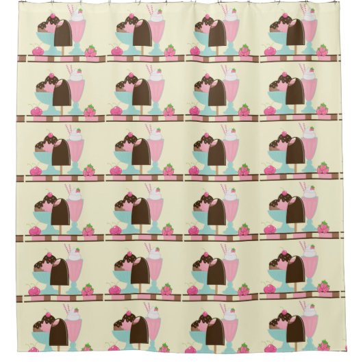 Muster für süße Eiscreme-Leckereien Duschvorhang (Vorderseite)