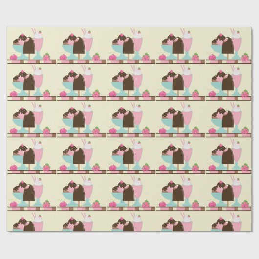 Muster für süße Eiscreme-Leckereien Geschenkpapier (Flach)
