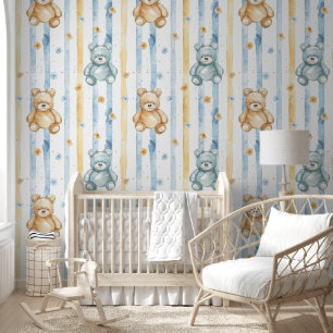 Muster für Teddybären und Blume Tapete