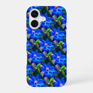 Muster für tiefe blaue Blume iPhone 16 Hülle