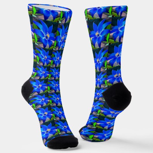 Muster für tiefe blaue Blume Socken (Gewinkelt)