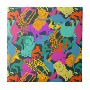 Muster für tierische Silhouetten Fliese