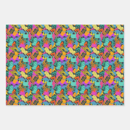 Muster für tierische Silhouetten Geschenkpapier Set (Vorderseite 3)