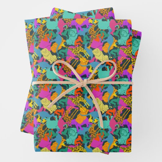 Muster für tierische Silhouetten Geschenkpapier Set (Beispiel)