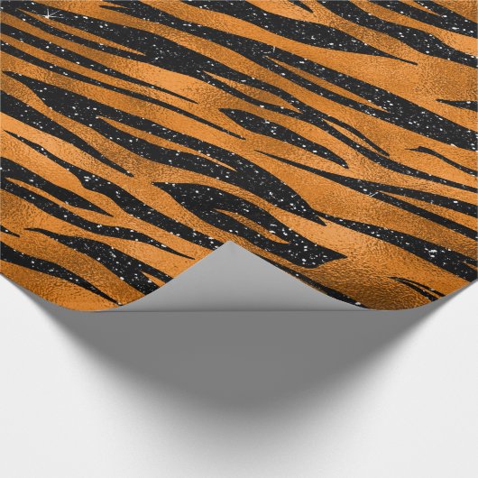 Muster für Tiger-Streifen aus schwarz und Kupfer Geschenkpapier (Ecke)