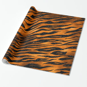 Muster für Tiger-Streifen aus schwarz und Kupfer Geschenkpapier
