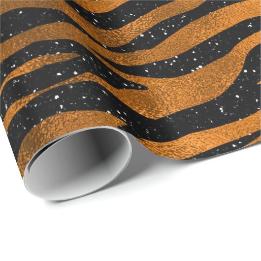 Muster für Tiger-Streifen aus schwarz und Kupfer Geschenkpapier (Rolleneckpunkt)