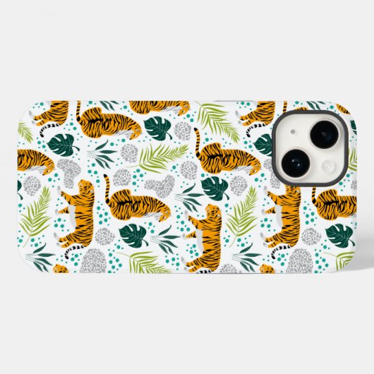 Muster für Tiger und tropische Blätter Case-Mate iPhone Hülle (Rückseite (Horizontal))