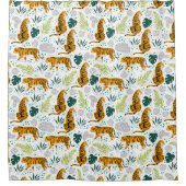 Muster für Tiger und tropische Blätter Duschvorhang (Vorderseite)