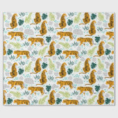 Muster für Tiger und tropische Blätter Geschenkpapier (Flach)