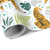 Muster für Tiger und tropische Blätter Geschenkpapier (Rolleneckpunkt)