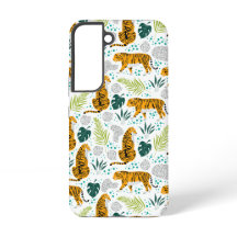 Muster für Tiger und tropische Blätter