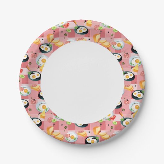 Muster für Tomaten und frittierte Eier Pappteller (Vorderseite)