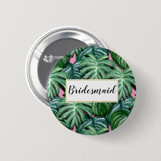 Muster für tropische Blätter - Bridemaid für grüne Button (Vorne & Hinten)