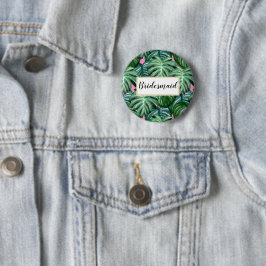 Muster für tropische Blätter - Bridemaid für grüne Button