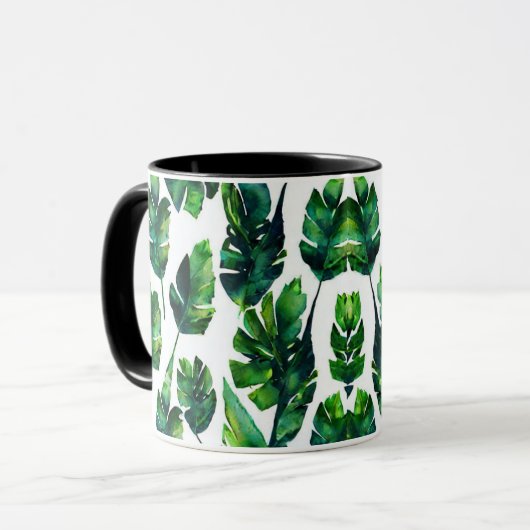 Muster für tropische Blätter in Aquarelltönen Tasse (Vorderseite Links)