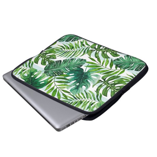 Muster für tropische Blätter Laptopschutzhülle (Vorne Knopf)