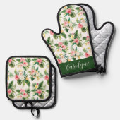 Muster für tropische Blume Personalisiert Ofenhandschuh & Topflappen-Set (Vorderseite/Rückseite)