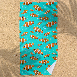 Muster für tropische Clownfische und Blasen Strandtuch