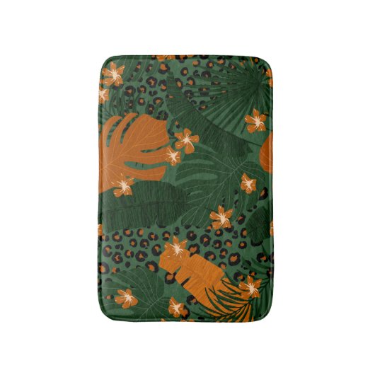 Muster für tropische Leopard-Blätter Badematte (Vorderseite Vertikal)