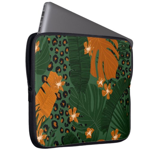 Muster für tropische Leopard-Blätter Laptopschutzhülle (Vorne Rechts)