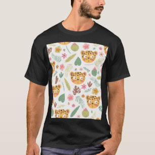 Muster für tropische Pflanze von Leopard T-Shirt