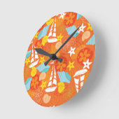 Muster für tropische Segelschiffe Runde Wanduhr (Winkel)