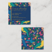 Muster für tropische Vögel und Blume Blumenmuster  Quadratische Visitenkarte (Vorne/Hinten)