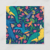 Muster für tropische Vögel und Blume Blumenmuster Quadratische Visitenkarte (Rückseite)