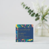 Muster für tropische Vögel und Blume Blumenmuster Quadratische Visitenkarte (Stehend Vorderseite)