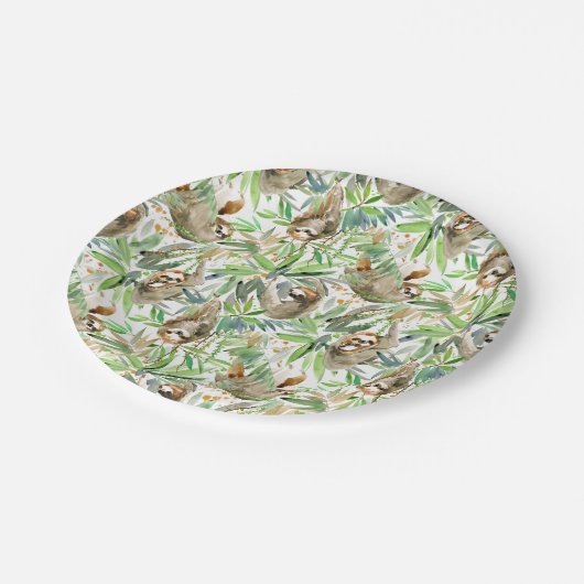 Muster für tropische Wasserfarben Pappteller (Schrägansicht)