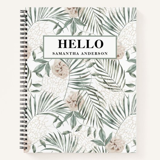 Muster für tropische Wasserfarben und Blätter und  Notizblock (Vorderseite)