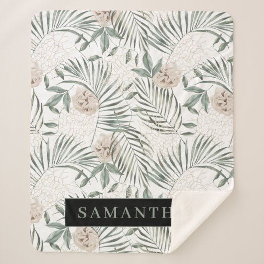 Muster für tropische Wasserfarben und Blätter und Sherpadecke (Vorderseite)