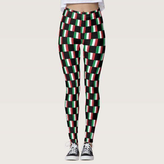 Muster für überprüfte Italienische Flagge Leggings (Vorderseite)